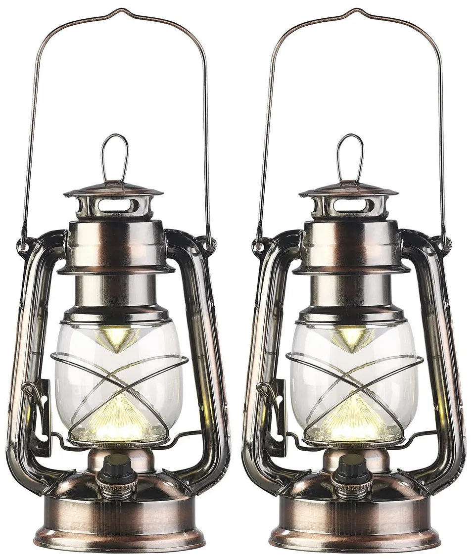 Lunartec Taschenlampen LED-Sturmlaterne Akku 2er-Set bronze warmweiß