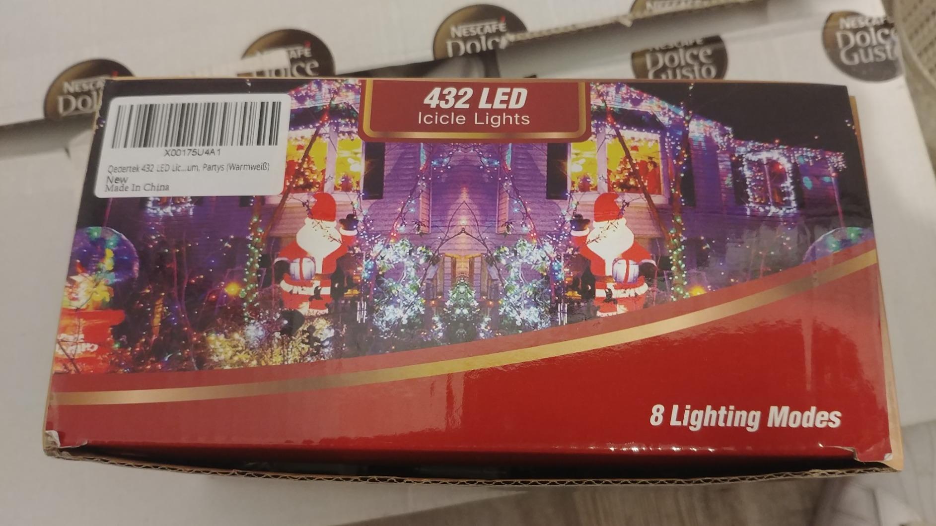 Qedertek Lighting Eisregen Lichterkette 15,3m 612 LED warmweiß