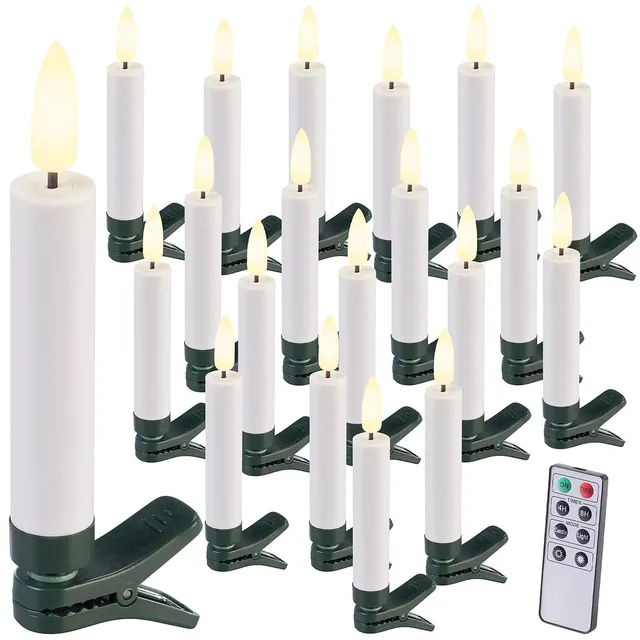 Lunartec LED-Christbaumkerzen 20er-Set weiß warmweiß