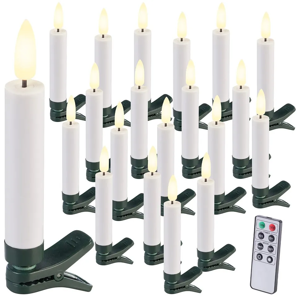Lunartec LED-Christbaumkerzen 20er-Set weiß warmweiß