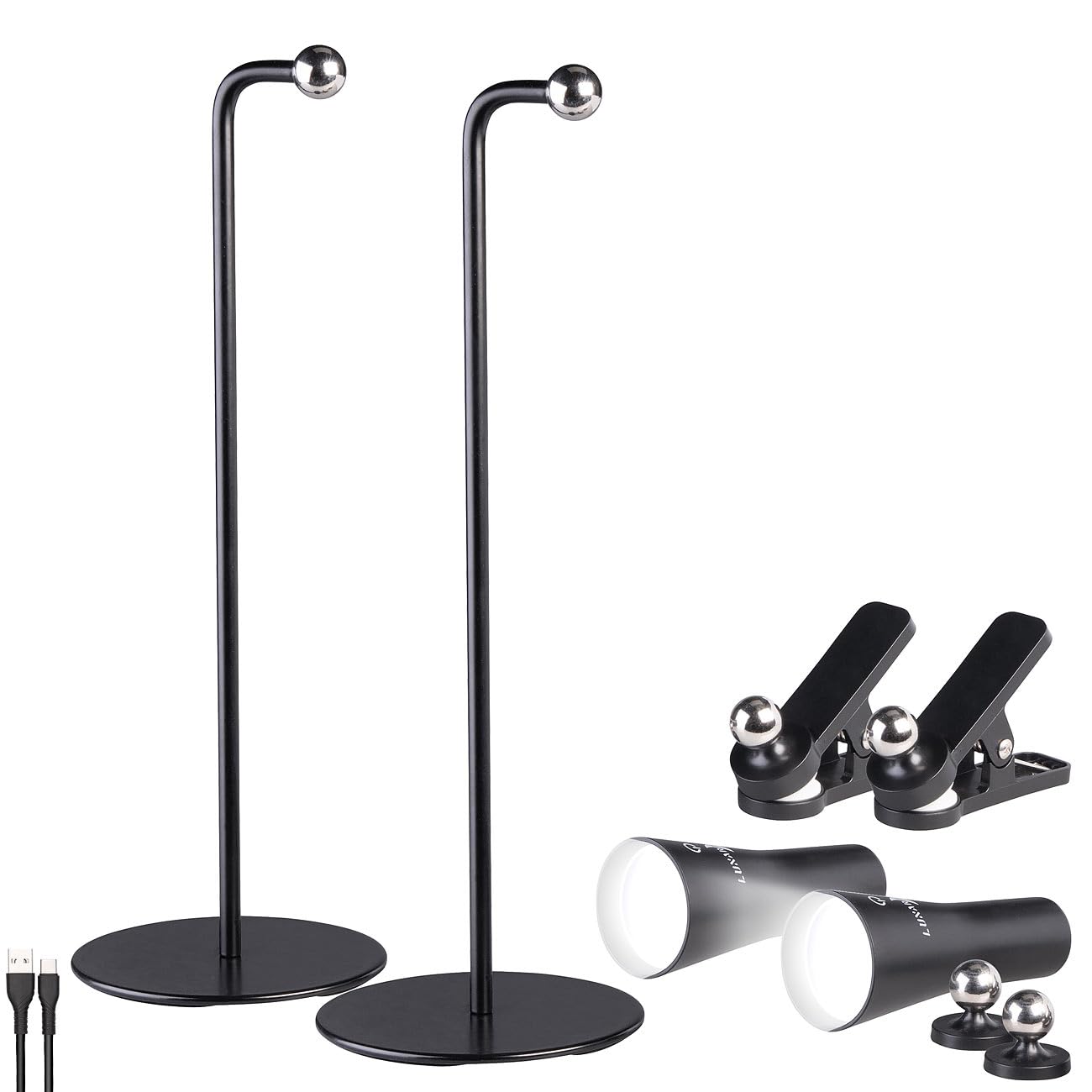 Lunartec Taschenlampen 4in1 Akkuleuchte 2er-Set schwarz 150 lm