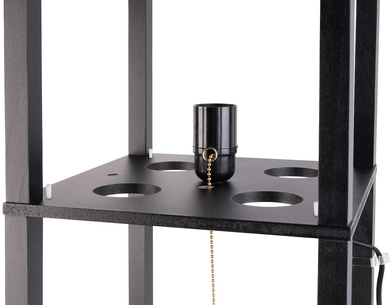 Lunartec Stehlampe Holz Regal schwarz E27 160 cm Stehleuchte
