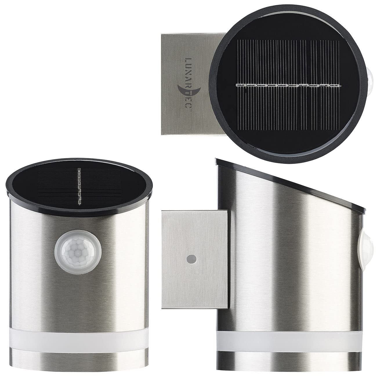 Lunartec Außenbeleuchtung Solar-Wandleuchte Edelstahl 50lm IP44