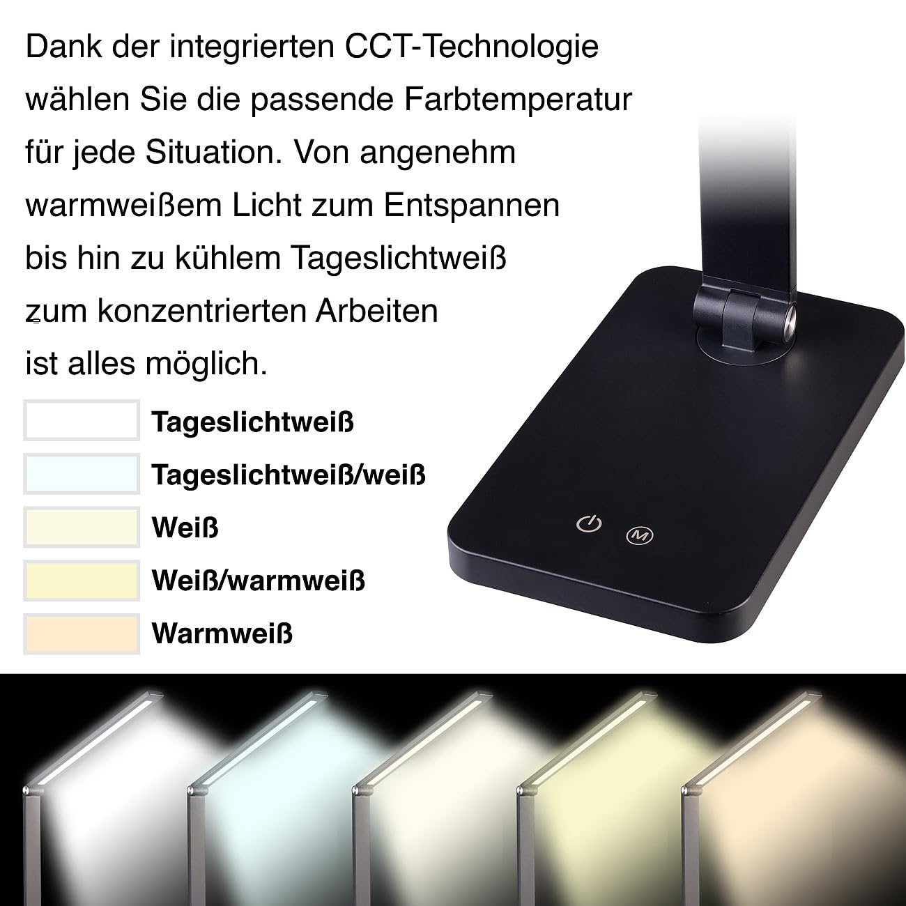 Lunartec Innenbeleuchtung Schreibtischlampe USB-C 660 lm schwarz
