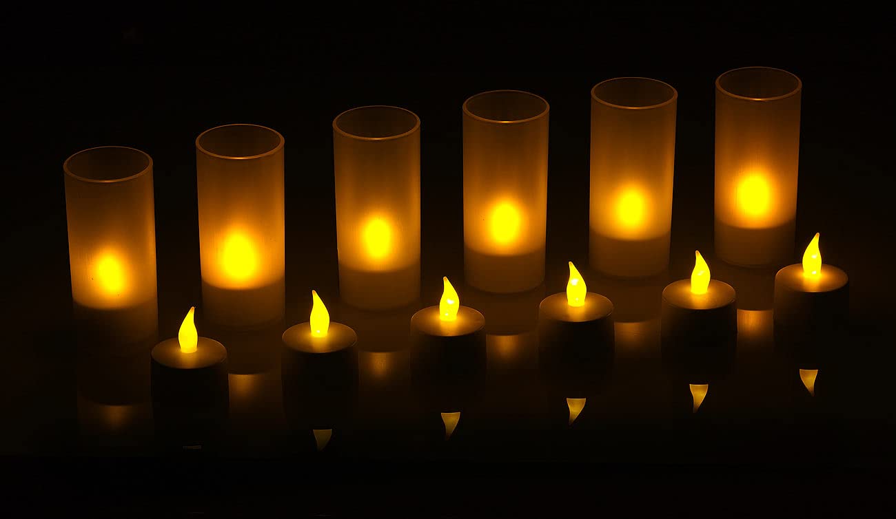 Lunartec Licht-Dekoration LED-Teelichter 12er-Set Akku Glas