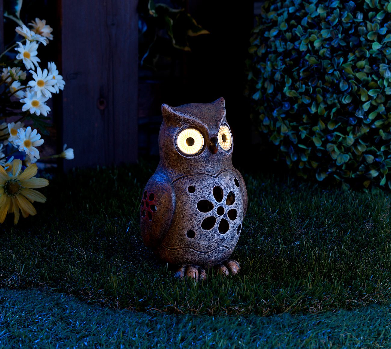 Lunartec Licht-Dekoration Deko-Eule Solar 16 cm LED-Augen