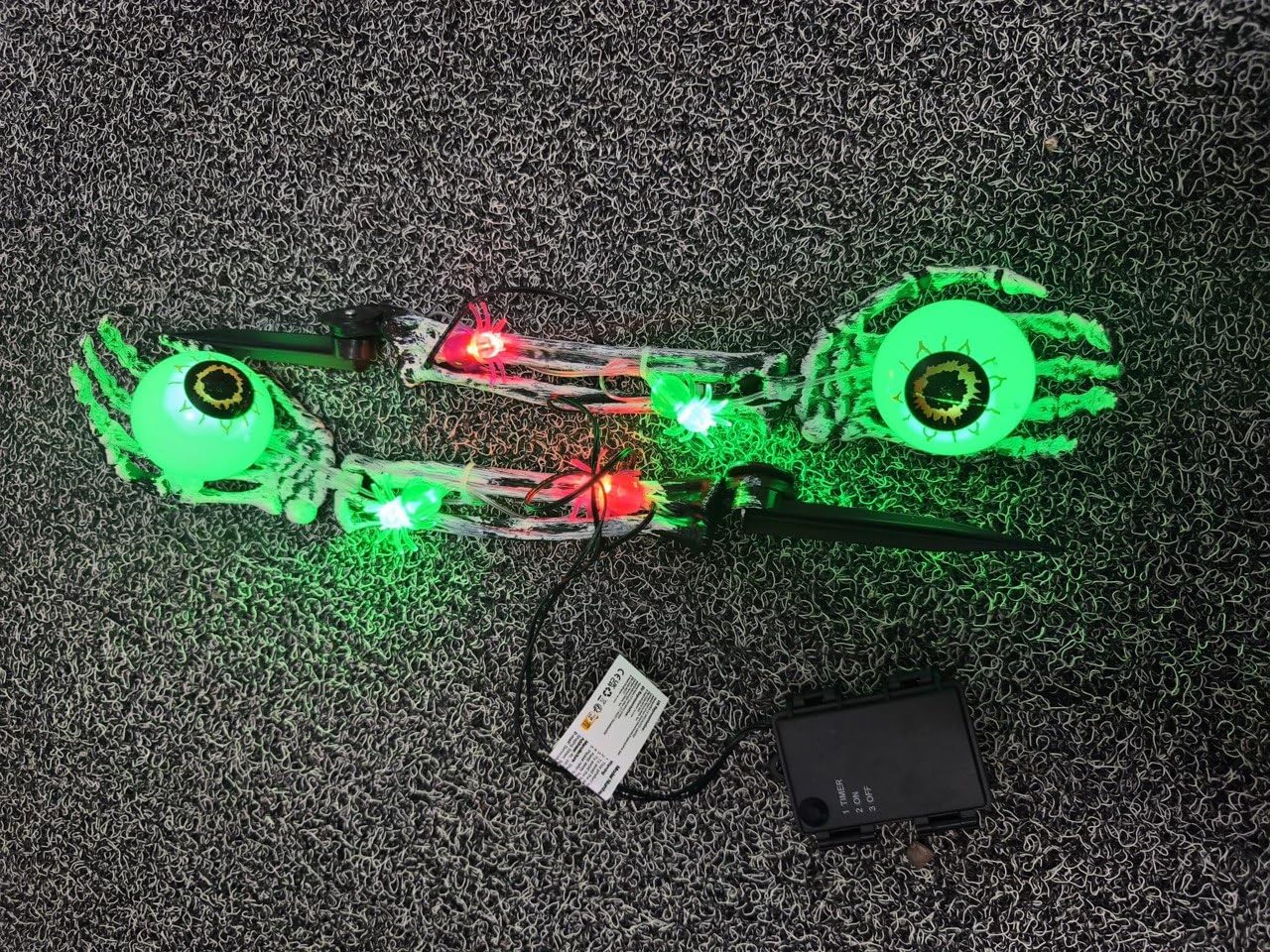 Qedertek Lighting Halloween Skelett-Hände Deko blau 2er-Set