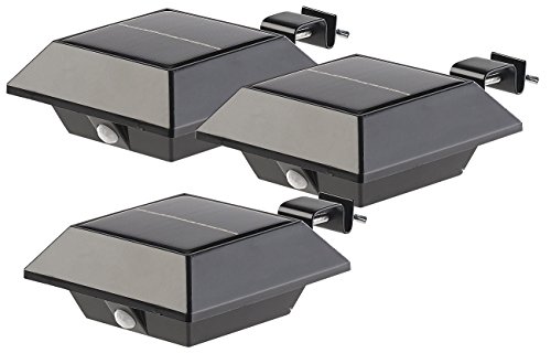 Lunartec Außenbeleuchtung Solar-Dachrinnenleuchte 160 lm 3er-Set mit Sensor