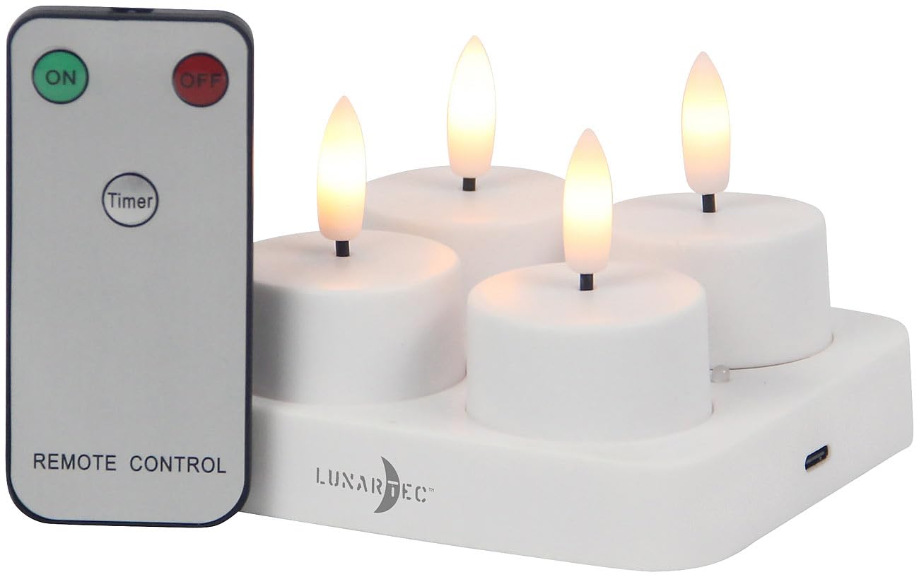 Lunartec 4er LED-Teelichter Akku Fernbedienung Timer