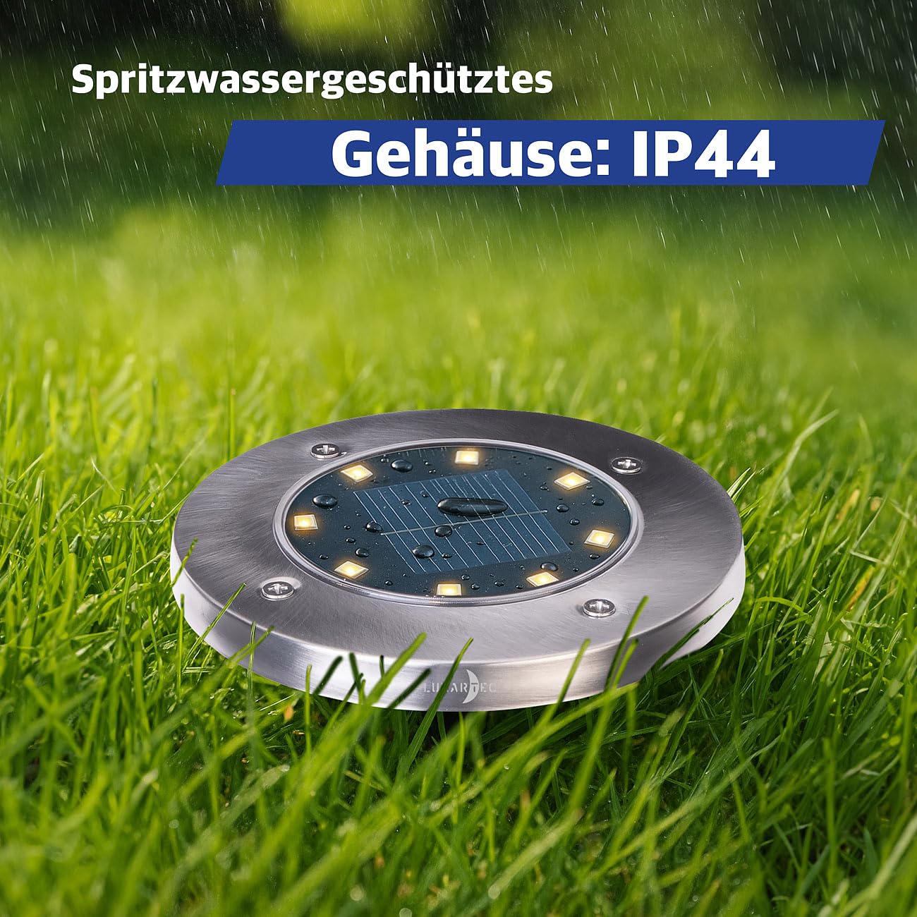 Lunartec Außenbeleuchtung 24er Solar-Bodenleuchte Edelstahl warmweiß