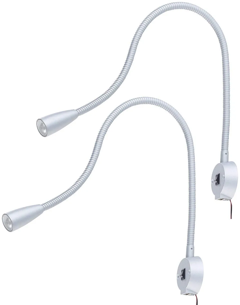Lunartec LED Lese-Bettleuchten 2er-Set USB Schwanenhals