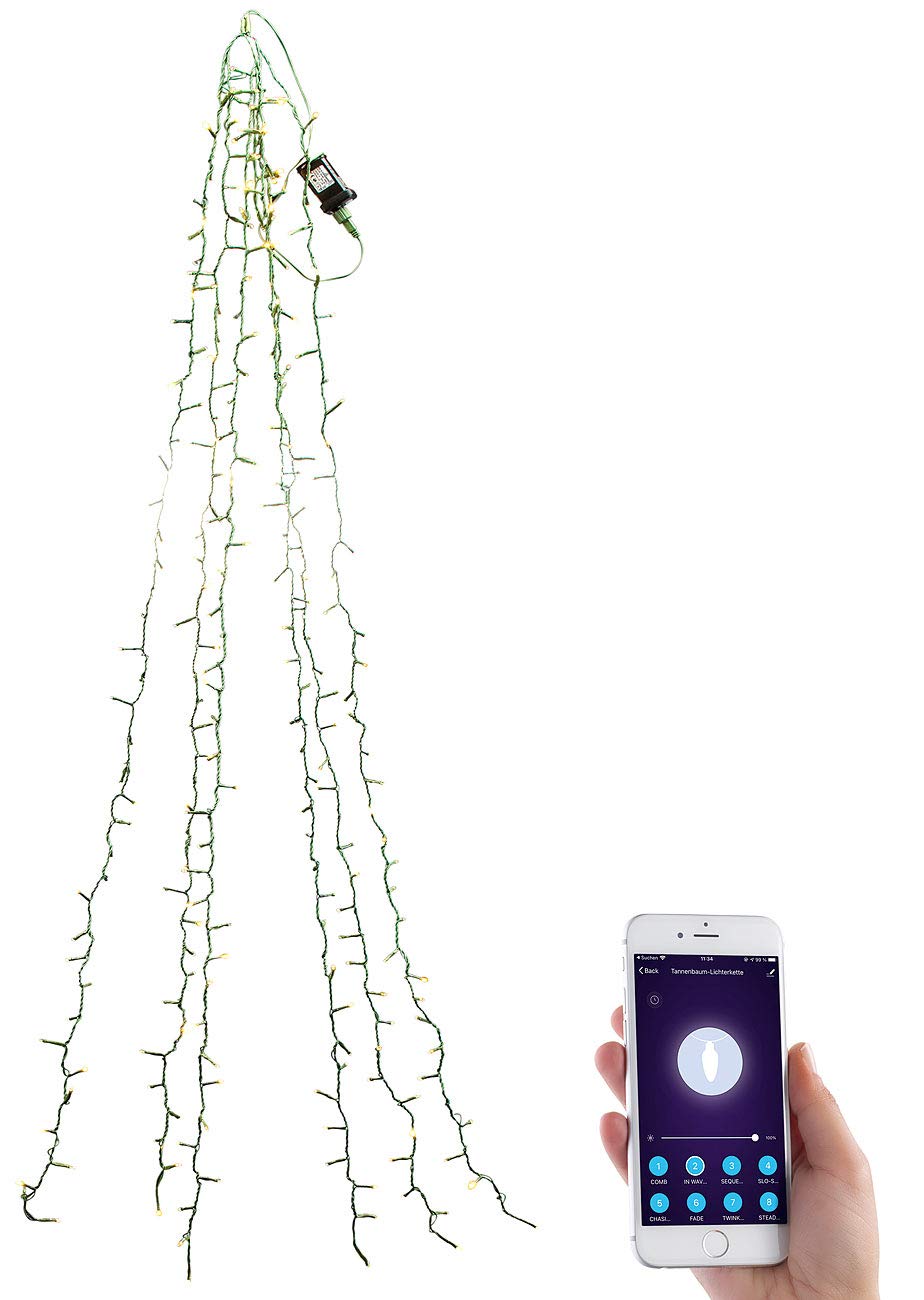 Lunartec Licht-Dekoration WLAN-Tannenbaum-Lichterkette 240 LEDs
