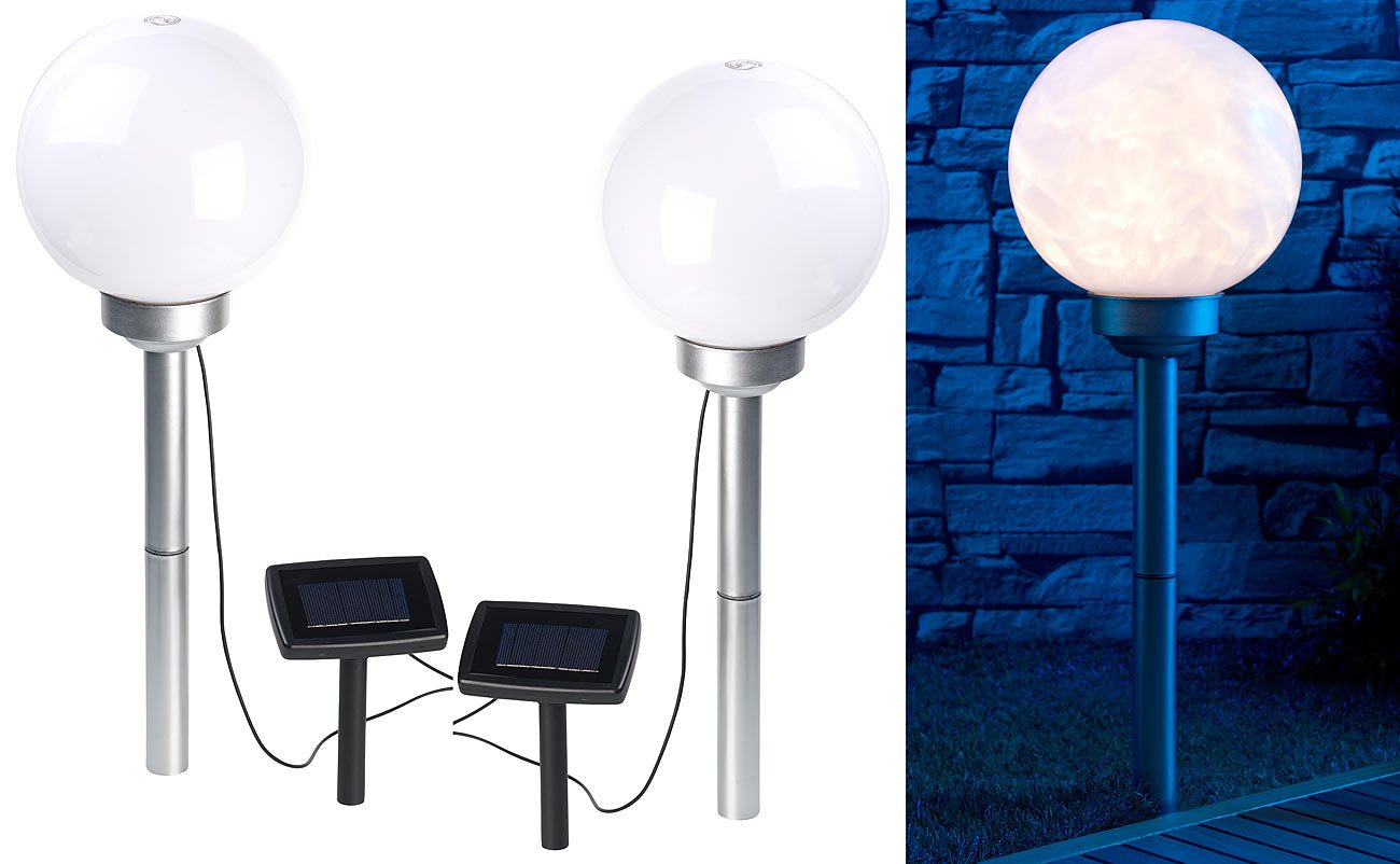 Lunartec Licht-Dekoration Solar-LED-Leuchtkugel Ø20cm 2er-Set