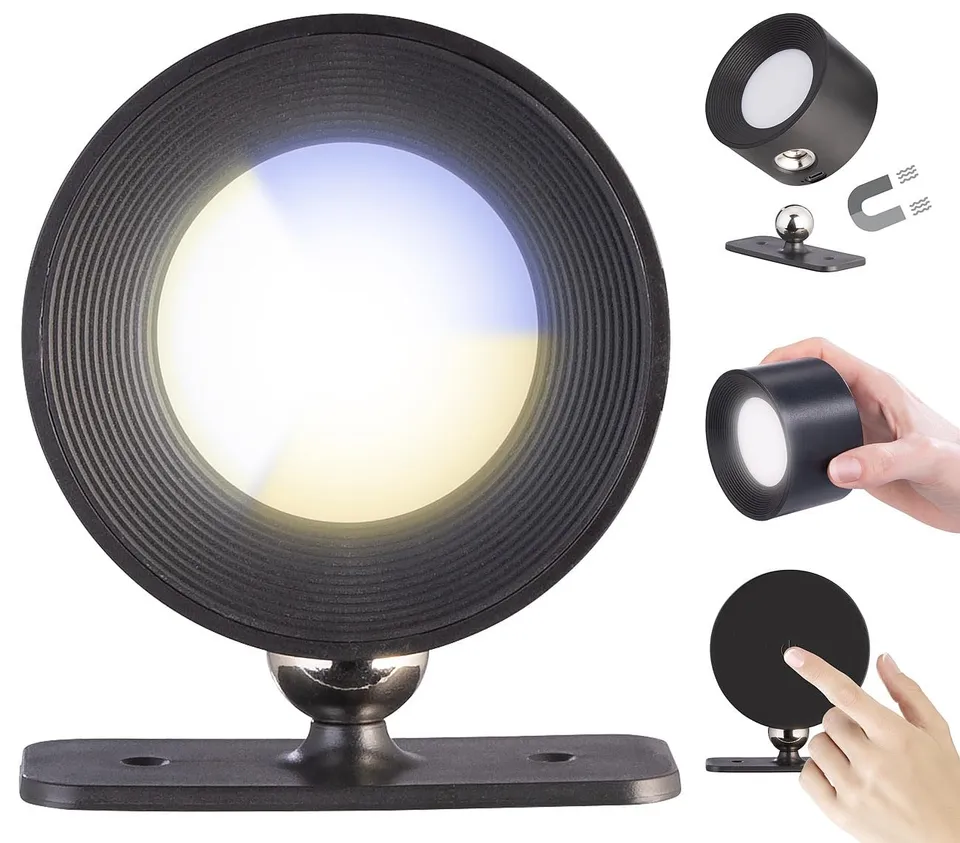 Lunartec Innenbeleuchtung CCT-Akku-Wandlampe 180 lm schwarz