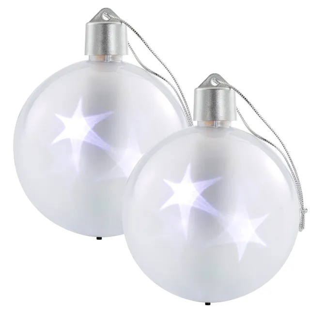 Lunartec Licht-Dekoration LED-Weihnachtskugeln 2er-Set weiß 3D