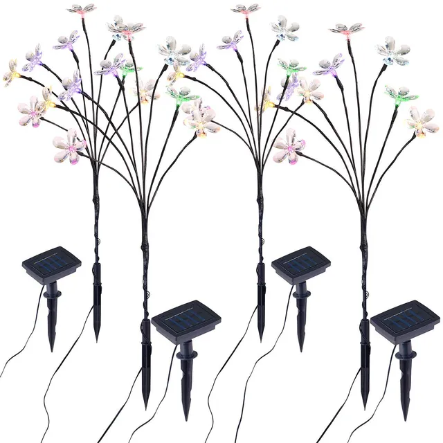 Lunartec Außenbeleuchtung Solar-Blumen 50 cm 4er-Set bunt