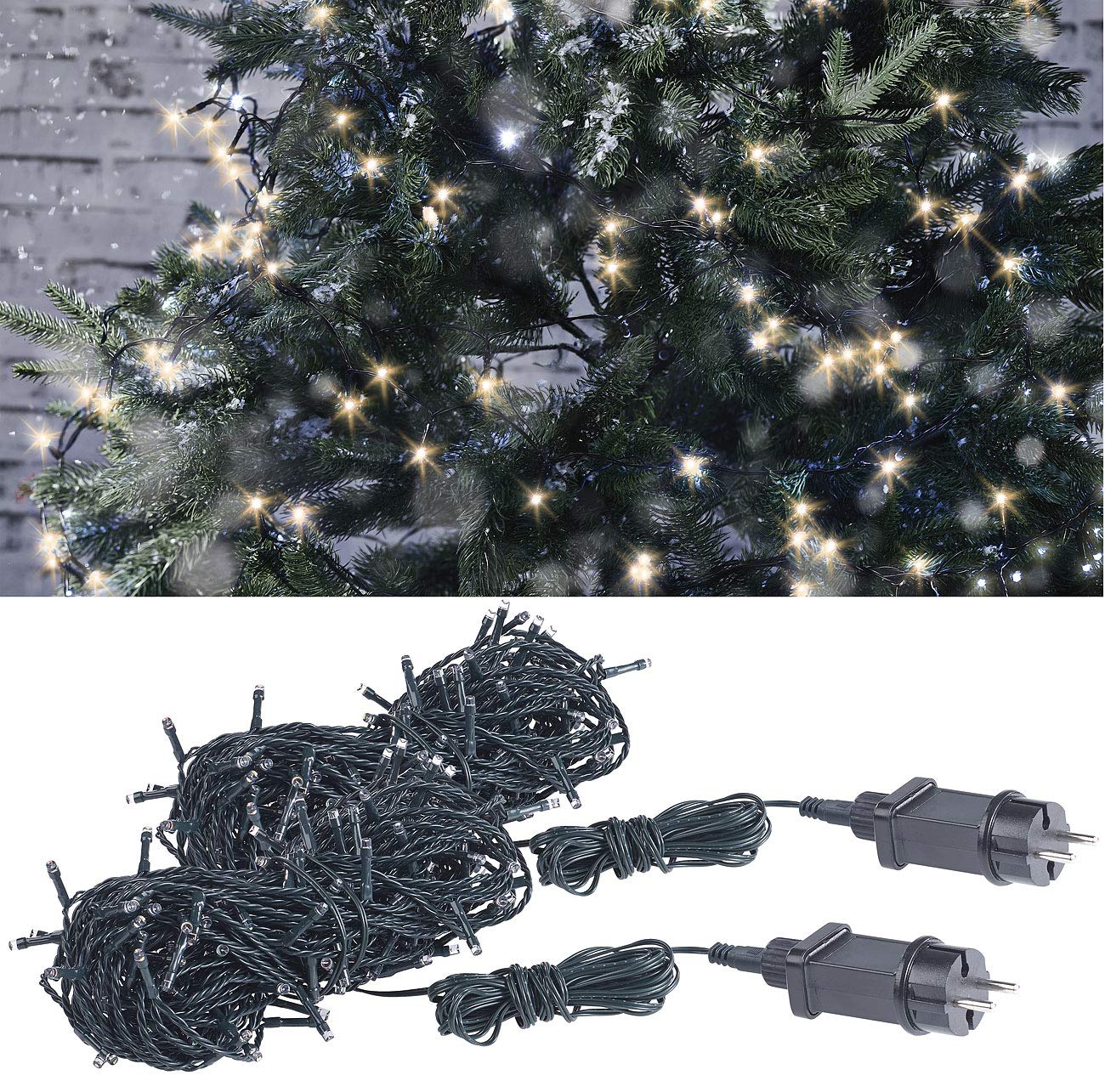 Lunartec Licht-Dekoration LED-Lichterkette warmweiß 2er-Set 160 LEDs