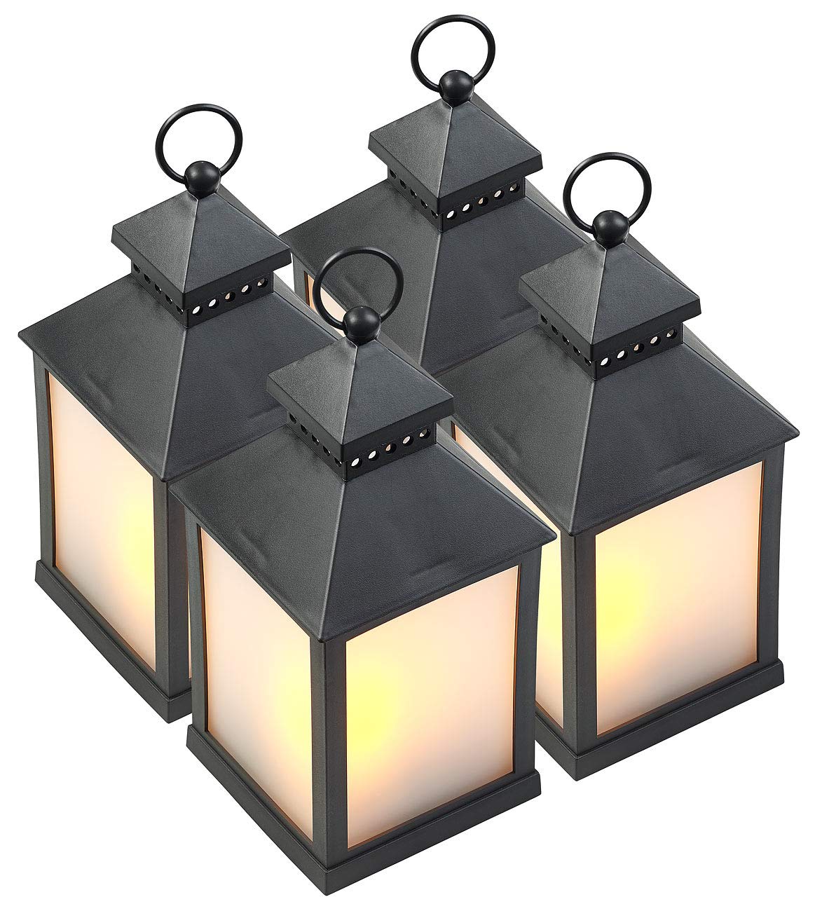 Lunartec Außenbeleuchtung LED-Laterne 4er Pack schwarz Timer