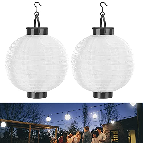 Lunartec Licht-Dekoration Solar-Lampion weiß warmweiß 2er-Set 20cm