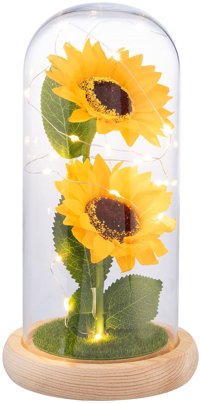 Lunartec Innenbeleuchtung Sonnenblumen Glas LED 21,5cm