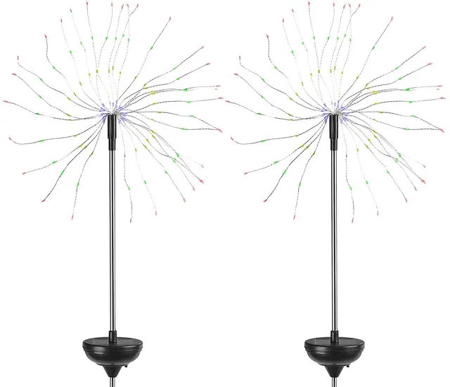 Lunartec Außenbeleuchtung Solar Feuerwerk Lichtdeko bunt 2er-Set 120 LEDs