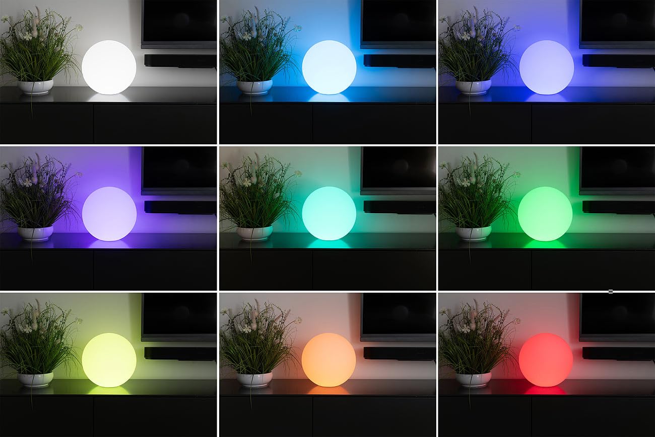 Lunartec Licht-Dekoration Akku-Leuchtkugel 30 cm RGBW IP54