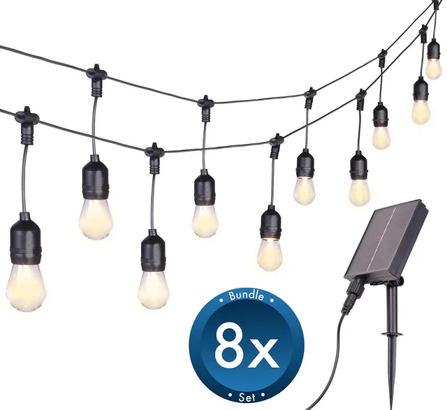 Lunartec Licht-Dekoration Solar E27 Lichterkette 10m 8er-Set dimmbar