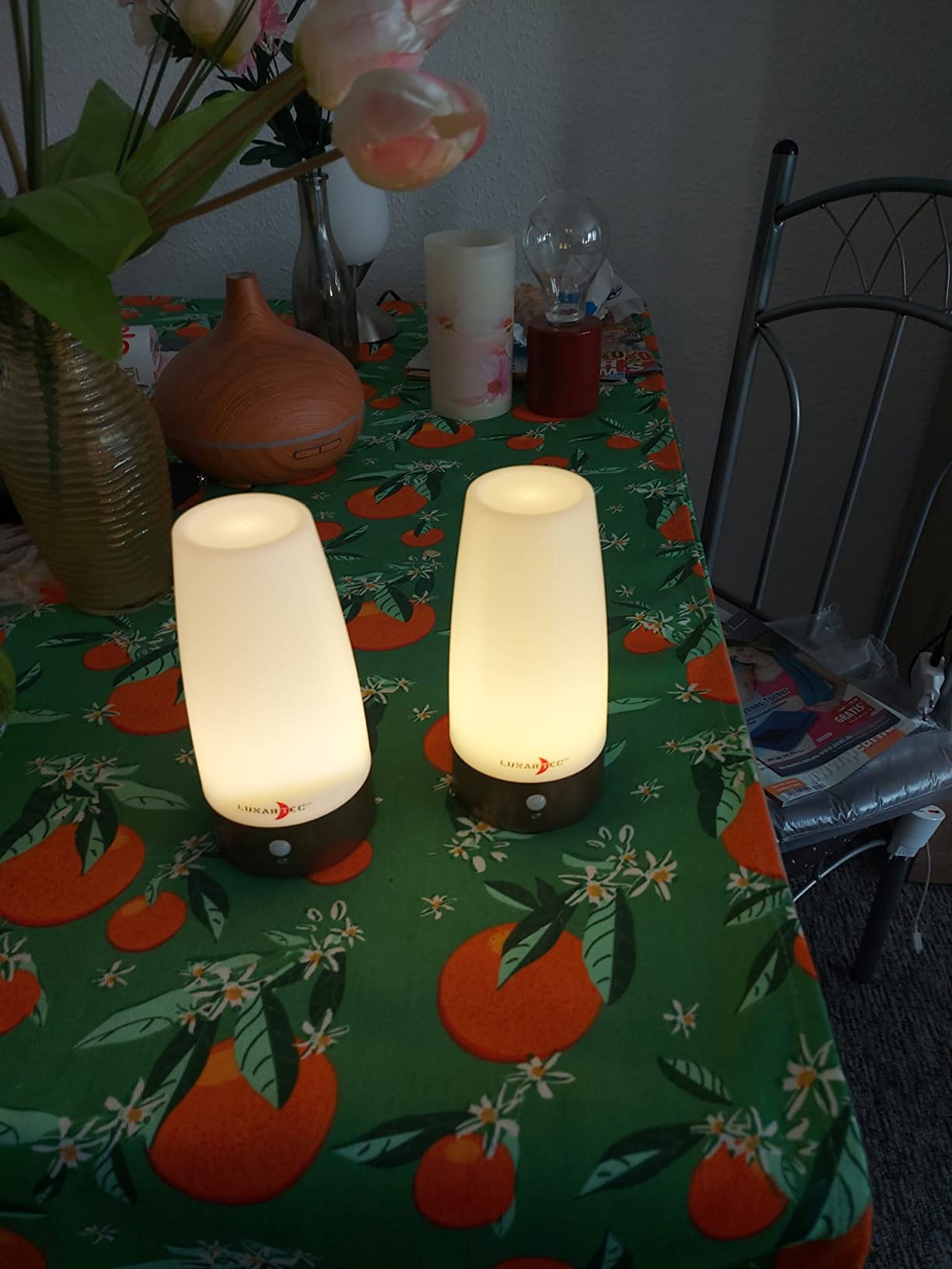 Lunartec LED-Tischlampen 2er-Set mit Bewegungsmelder warmweiß