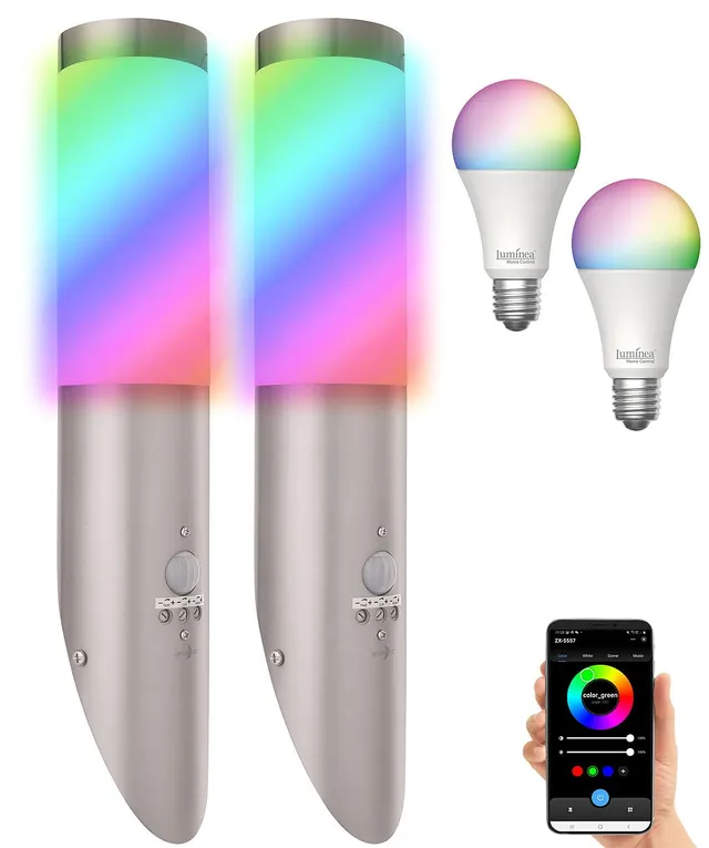 Lunartec Außenbeleuchtung 2er-Set Wandlampe WLAN Bewegungsmelder