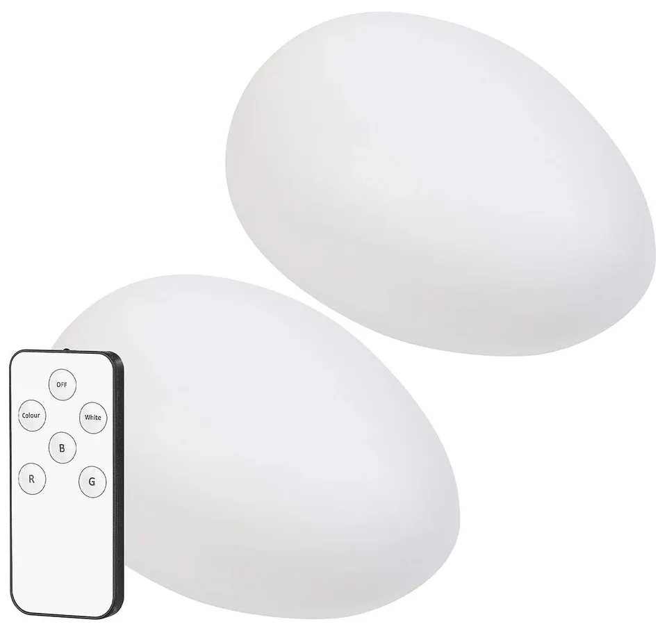 Lunartec Außenbeleuchtung Solar-Deko-Stein 2er-Set RGBW