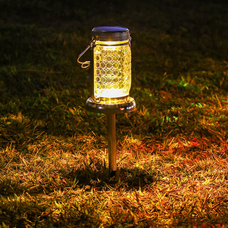 Bxroiu Solar Laterne Glas warmweiß 2er-Set mit Erdspieß
