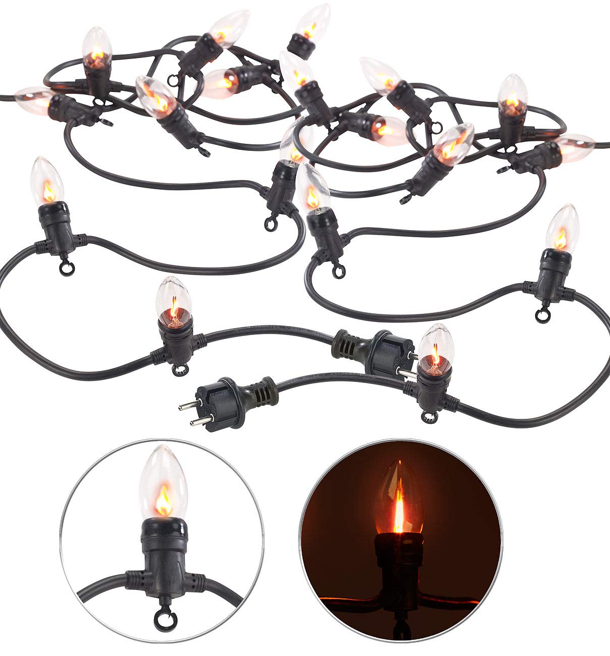 Lunartec Licht-Dekoration Feuer Lichterkette 2er-Set 4,2m Flammeneffekt