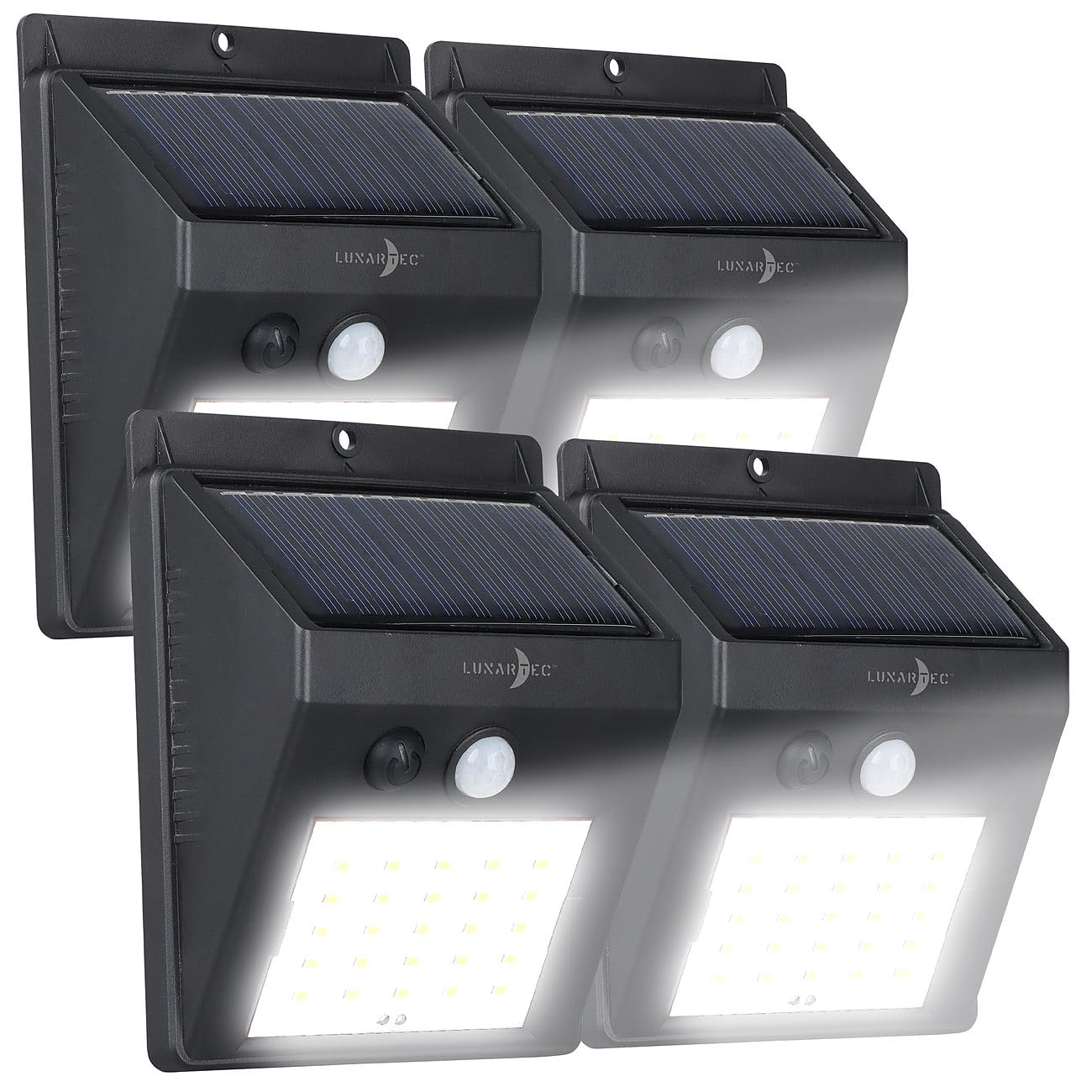Lunartec Außenbeleuchtung Solar-Wandleuchte 4er-Set 100 Lumen
