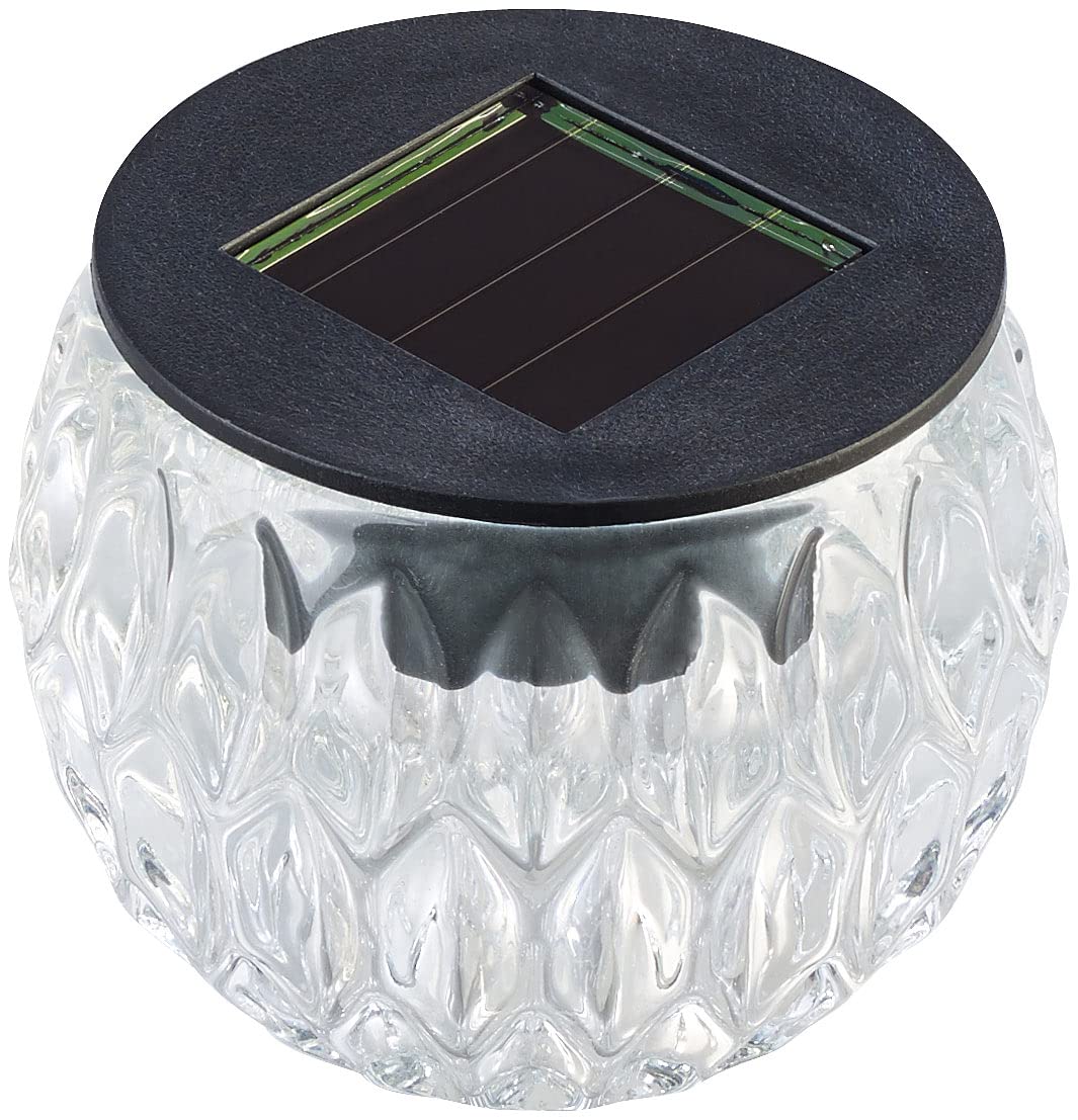 Lunartec Außenbeleuchtung Solar-LED-Windlicht Liora Glas IP44