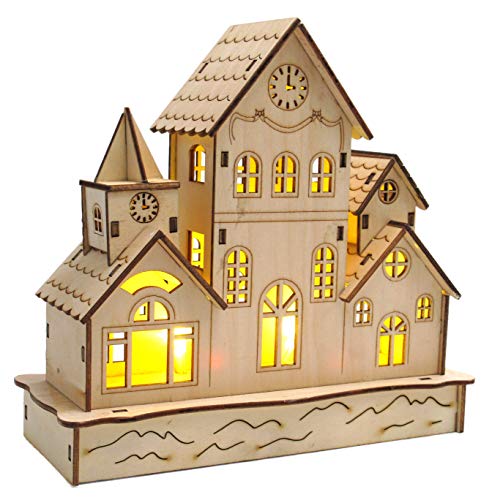 Bonetti LED Lichterketten Deko-Holzhaus 5 LED warmweiß Batterie