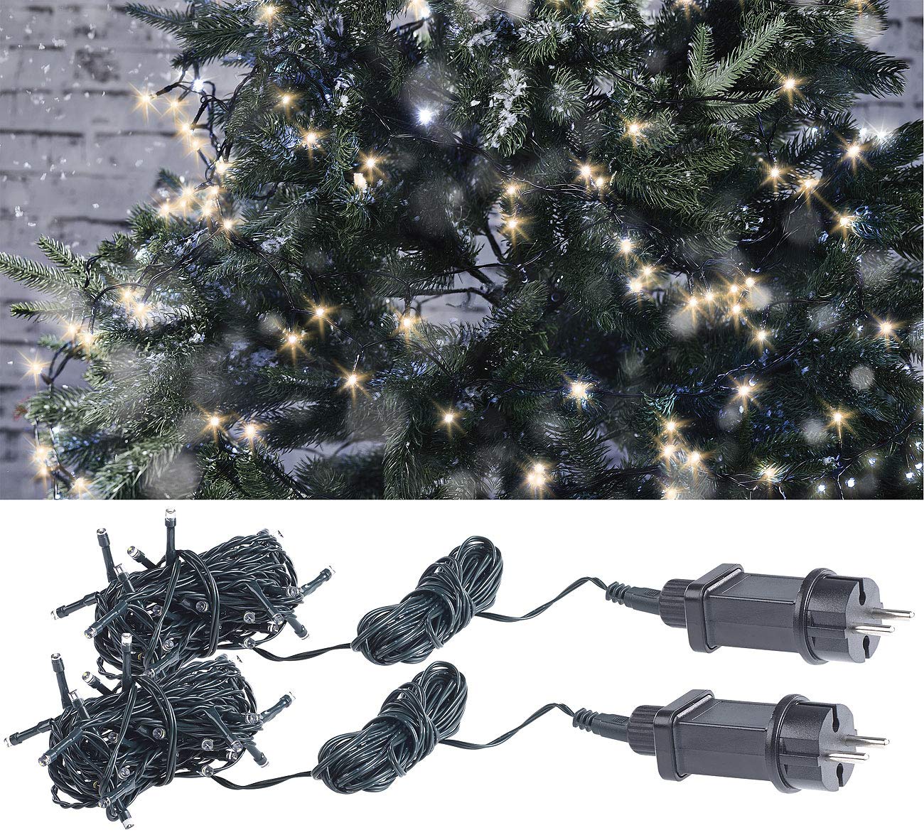 Lunartec LED-Lichterkette 40 LEDs warmweiß 4 m 2er-Set