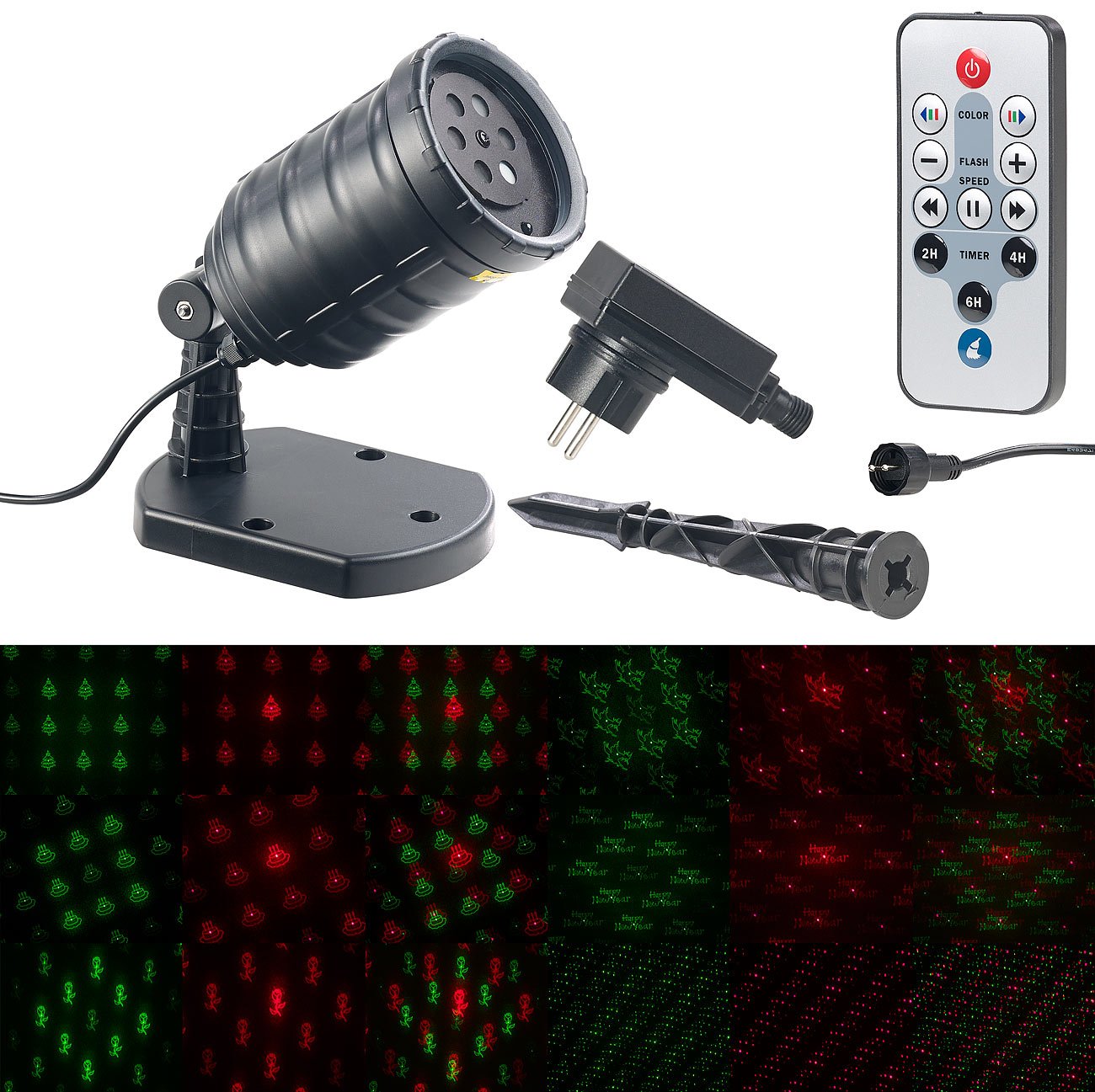 Lunartec Laser Projektor Outdoor 6 Motive mit Fernbedienung