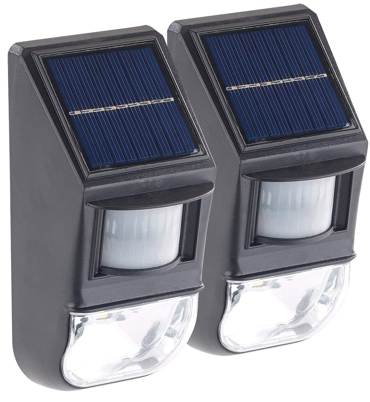 Lunartec Außenbeleuchtung Solar-Wandleuchte 2er-Set 50 lm Sensor