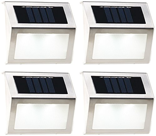 Lunartec Außenbeleuchtung Treppen-Solarleuchten 4er-Set Edelstahl