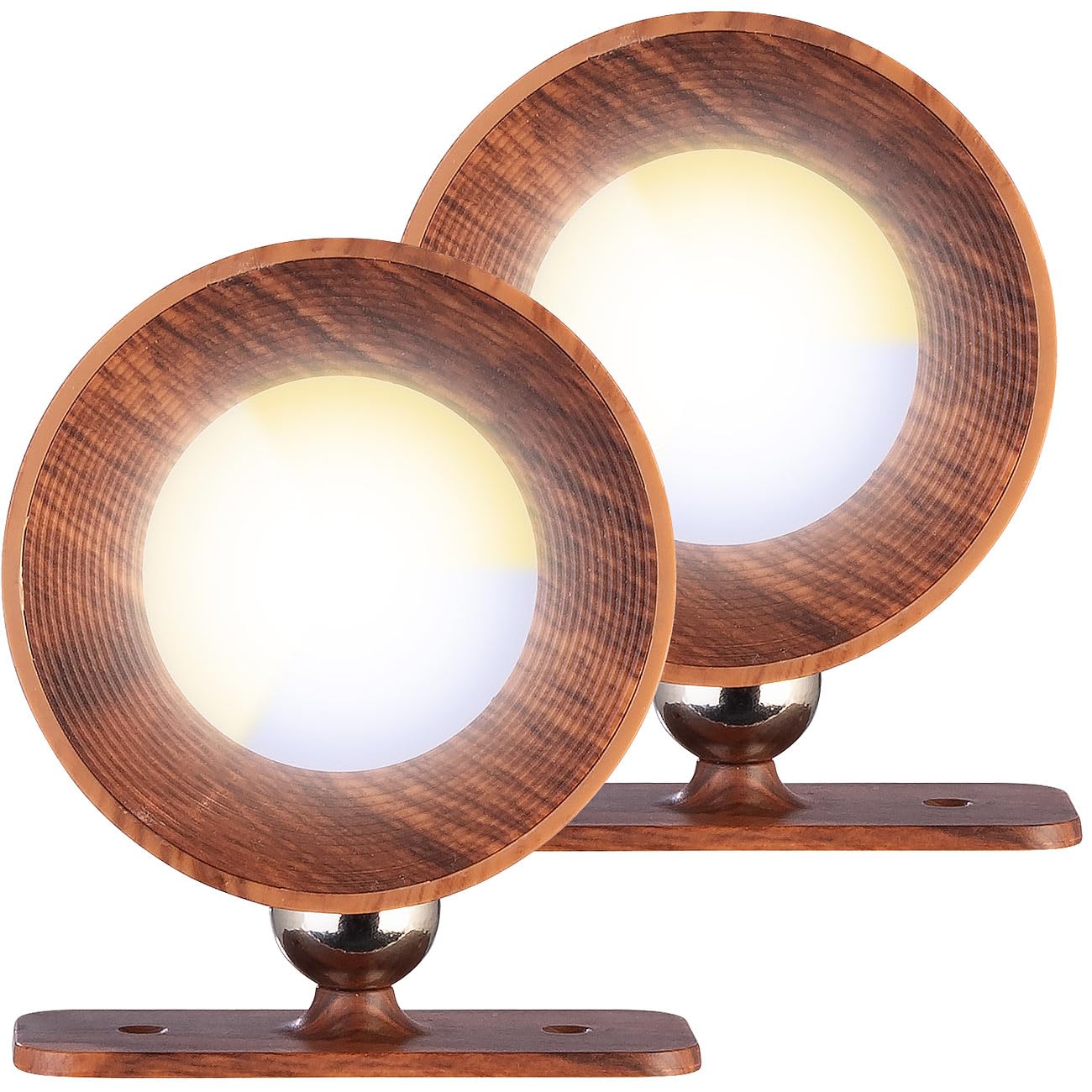 Lunartec Innenbeleuchtung LED-Wandlampe 2er-Set Walnuss dimmbar