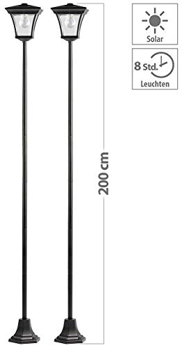 Lunartec Außenbeleuchtung Solar-Gartenleuchte 200cm 2er-Set