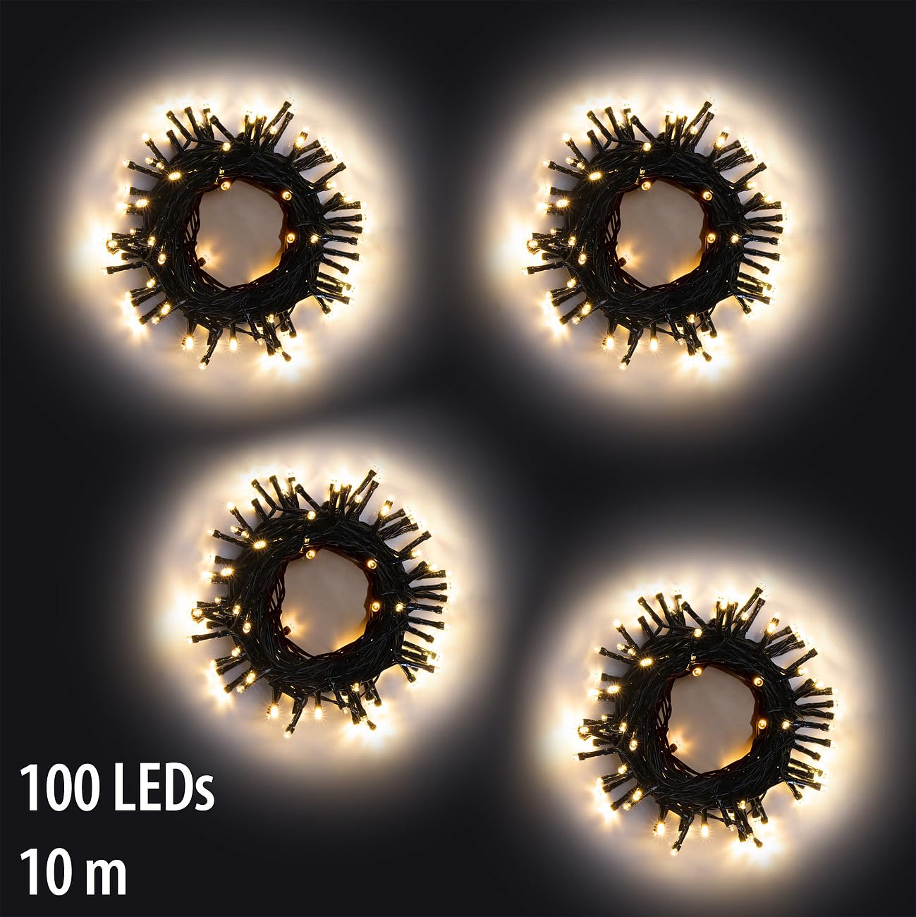 Lunartec Licht-Dekoration LED-Lichterkette 10m warmweiß 4er-Set Batterie