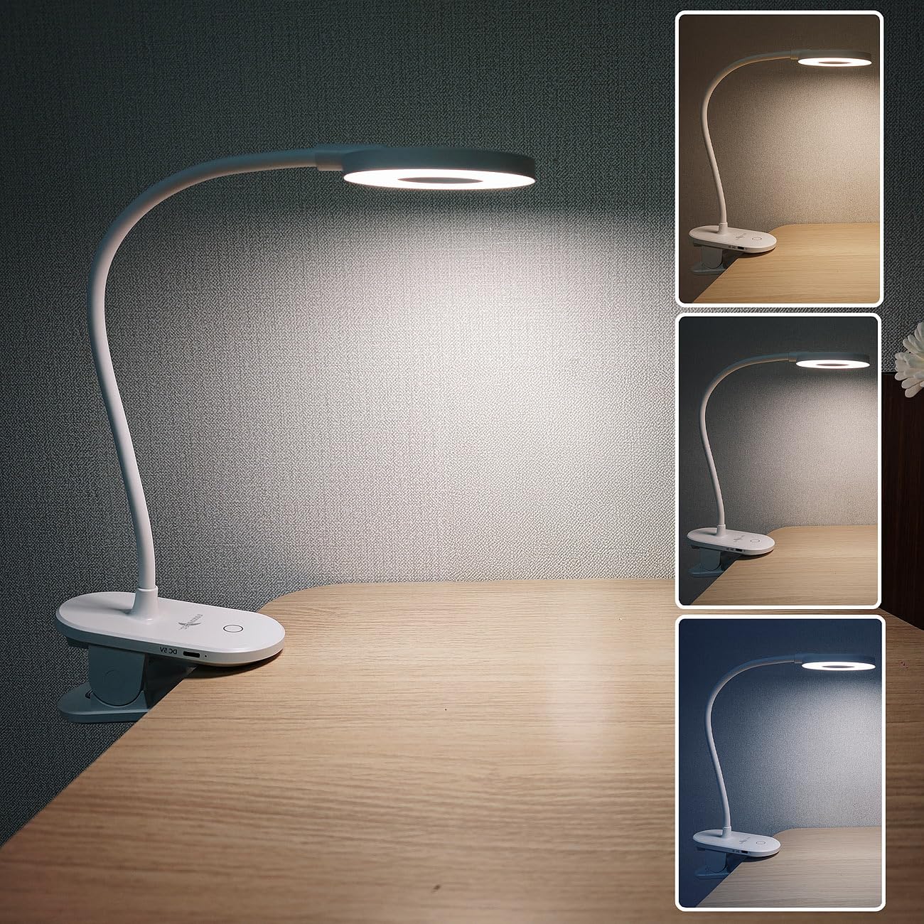 Lunartec Innenbeleuchtung LED Klemm-Leselampe 2er-Set dimmbar