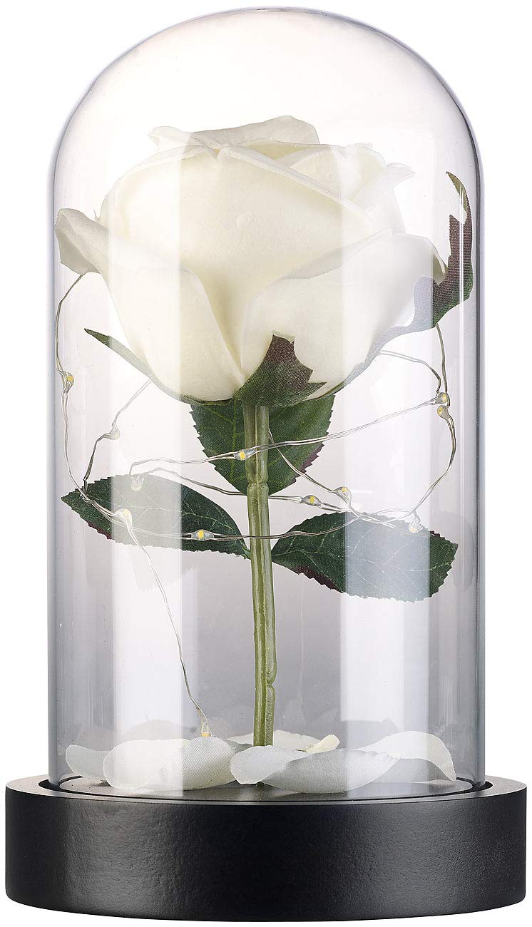 Lunartec LED Rose im Glas weiß warmweiß 25 LEDs Batterie