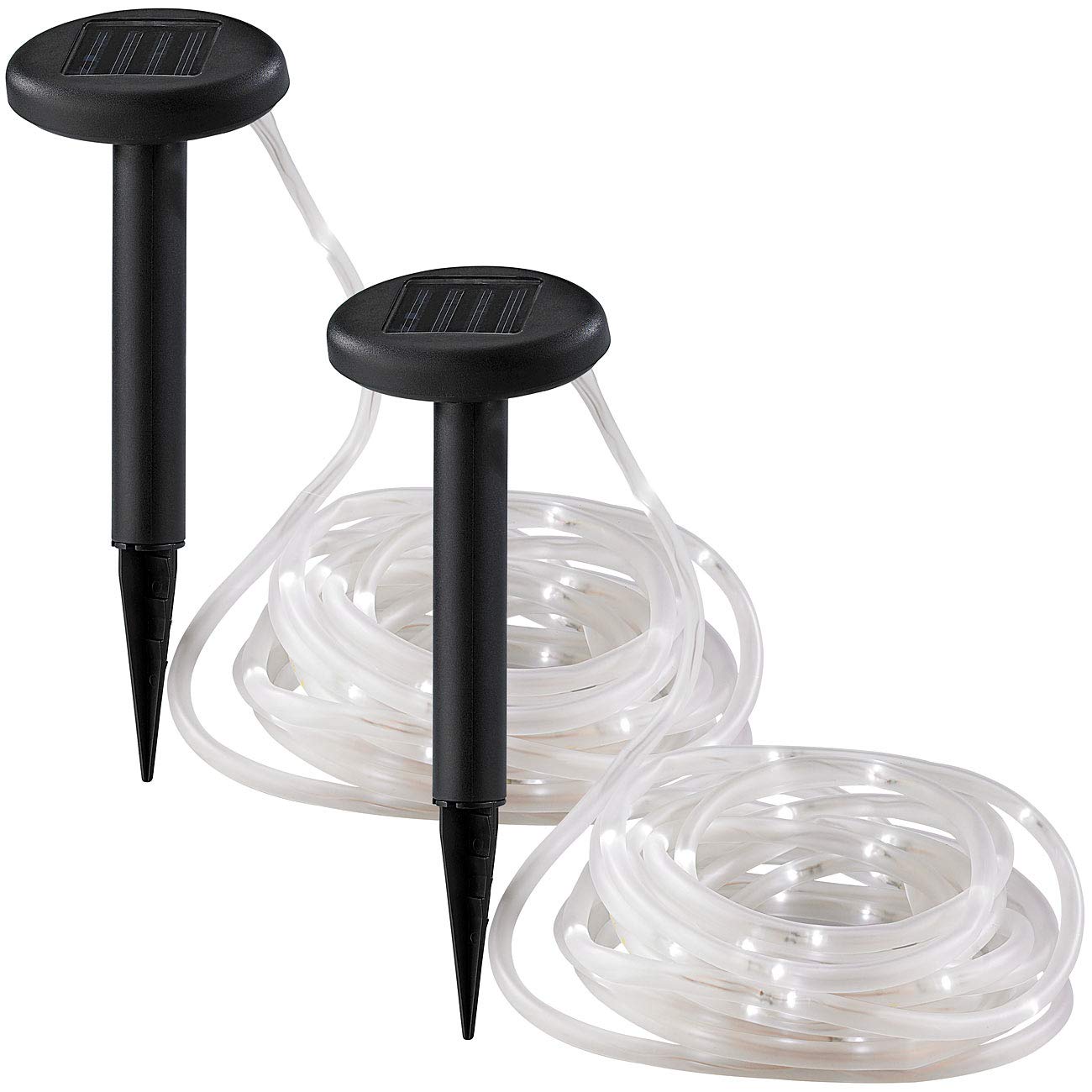 Lunartec 2er Solar-Lichtschläuche 5 m weiß 50 LEDs