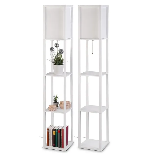 Lunartec Innenbeleuchtung Regal-Stehlampe Holz weiß E27 2er-Set