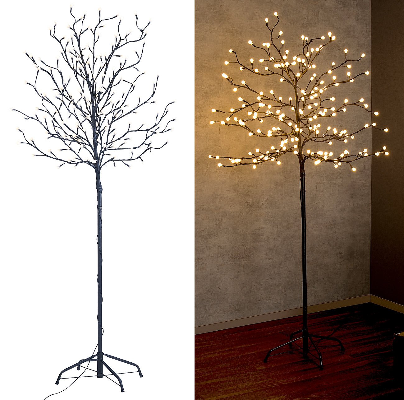 Lunartec Außenbeleuchtung LED-Deko-Baum 150 cm 200 LEDs warmweiß