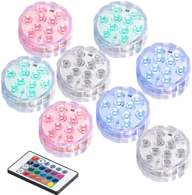 Lunartec Außenbeleuchtung Poollicht 8er-Set RGB mit Fernbedienung