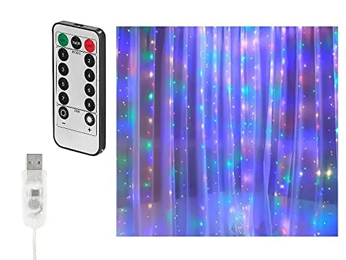 Lunartec RGB LED-Lichtervorhang 3x3m 300 LEDs mit Timer