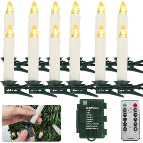 Koopower Candle Lights LED Kerzen-Lichterkette 4 m 12 Kerzen warmweiß